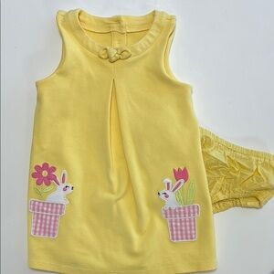 Gymboree Yellow Sleeveless Dress with Bunny Appliqué